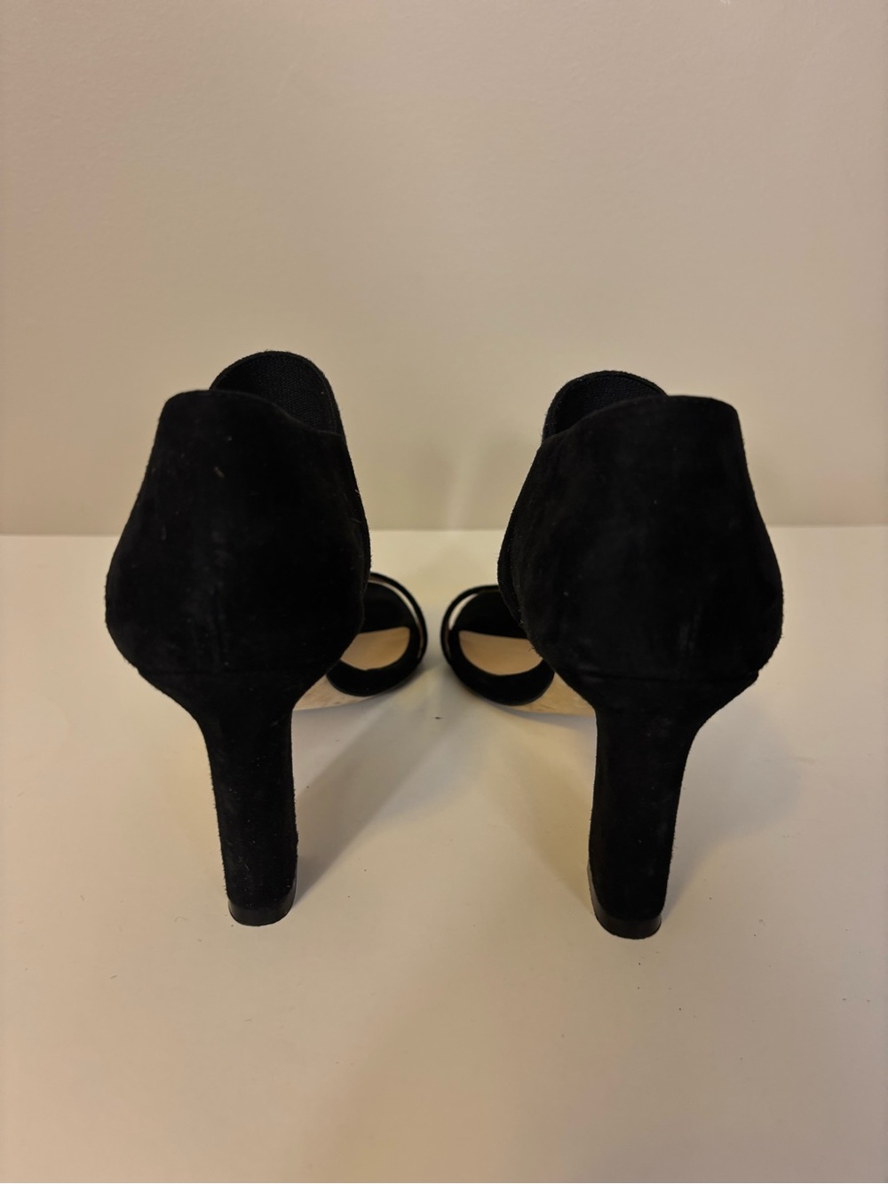 Stuart Weitzman Black Suede Mid Block Heel Sandals Women’s 6 - Picture 5 of 9